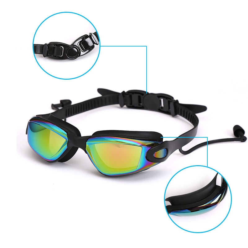 Gafas de natación profesionales, gafas de natación con tapones para los oídos, Clip para la nariz
