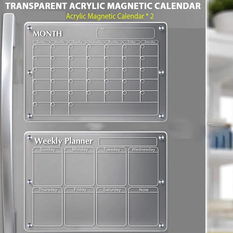 Calendario magnético acrílico transparente para nevera