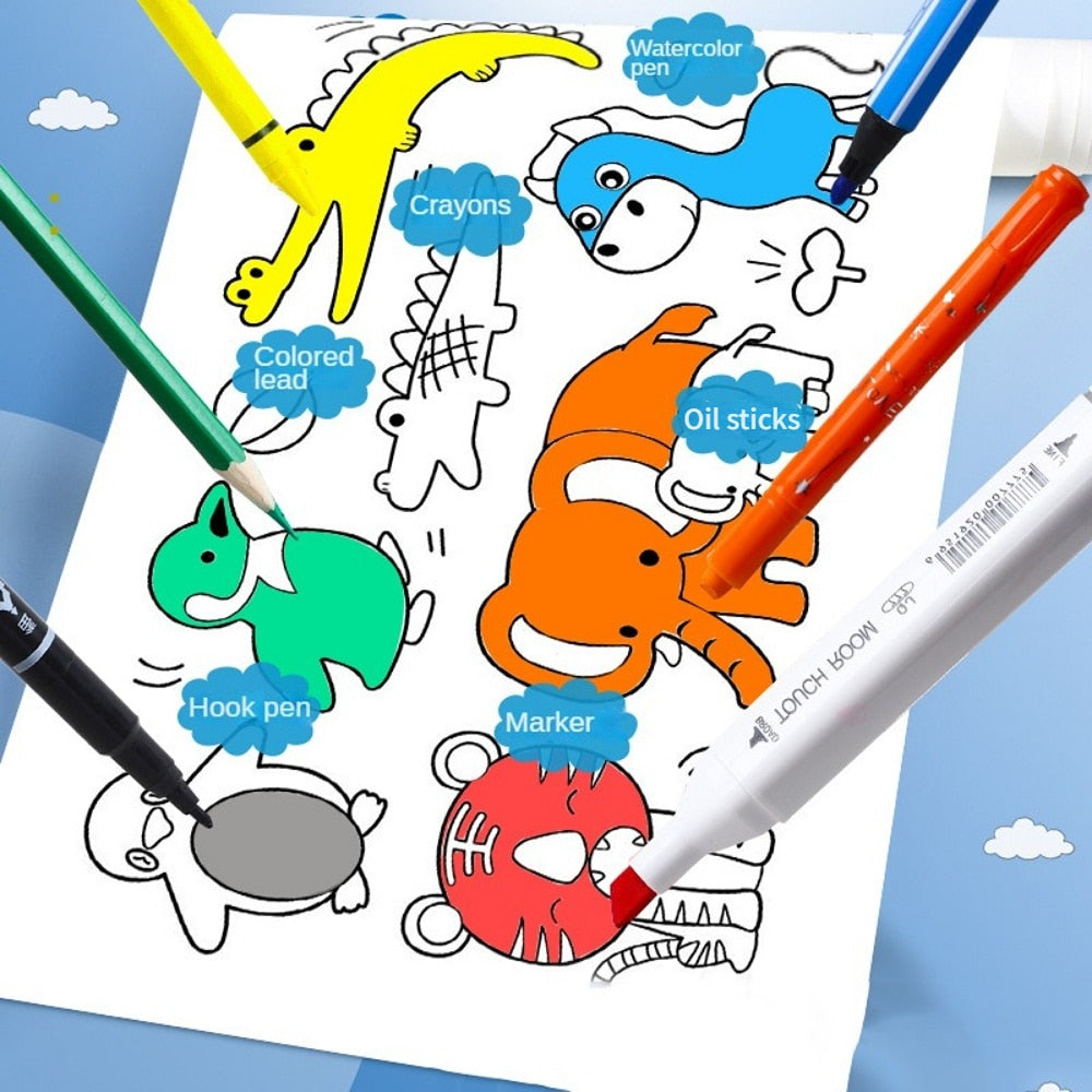 Rollo de dibujo para niños, papel de relleno de Color adhesivo, rollo de papel para colorear