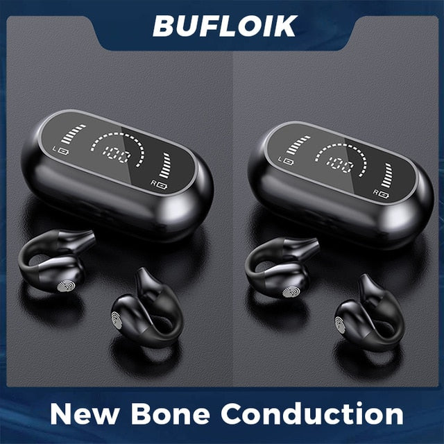 Auriculares de conducción ósea, cascos inalámbricos con Clip de oreja abierta y micrófono, deportivos, para iphone