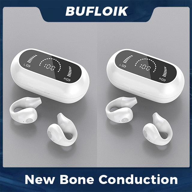 Auriculares de conducción ósea, cascos inalámbricos con Clip de oreja abierta y micrófono, deportivos, para iphone